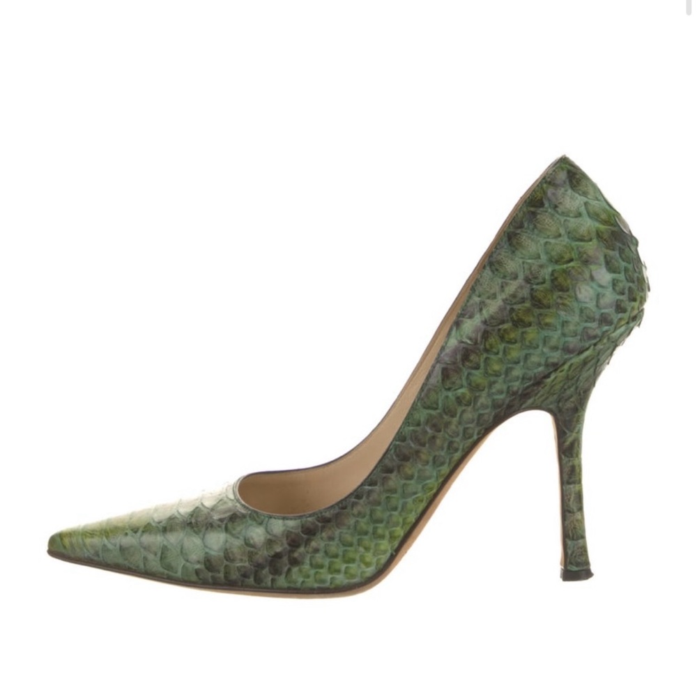 Green snakeprint Jimmy Choo pumps